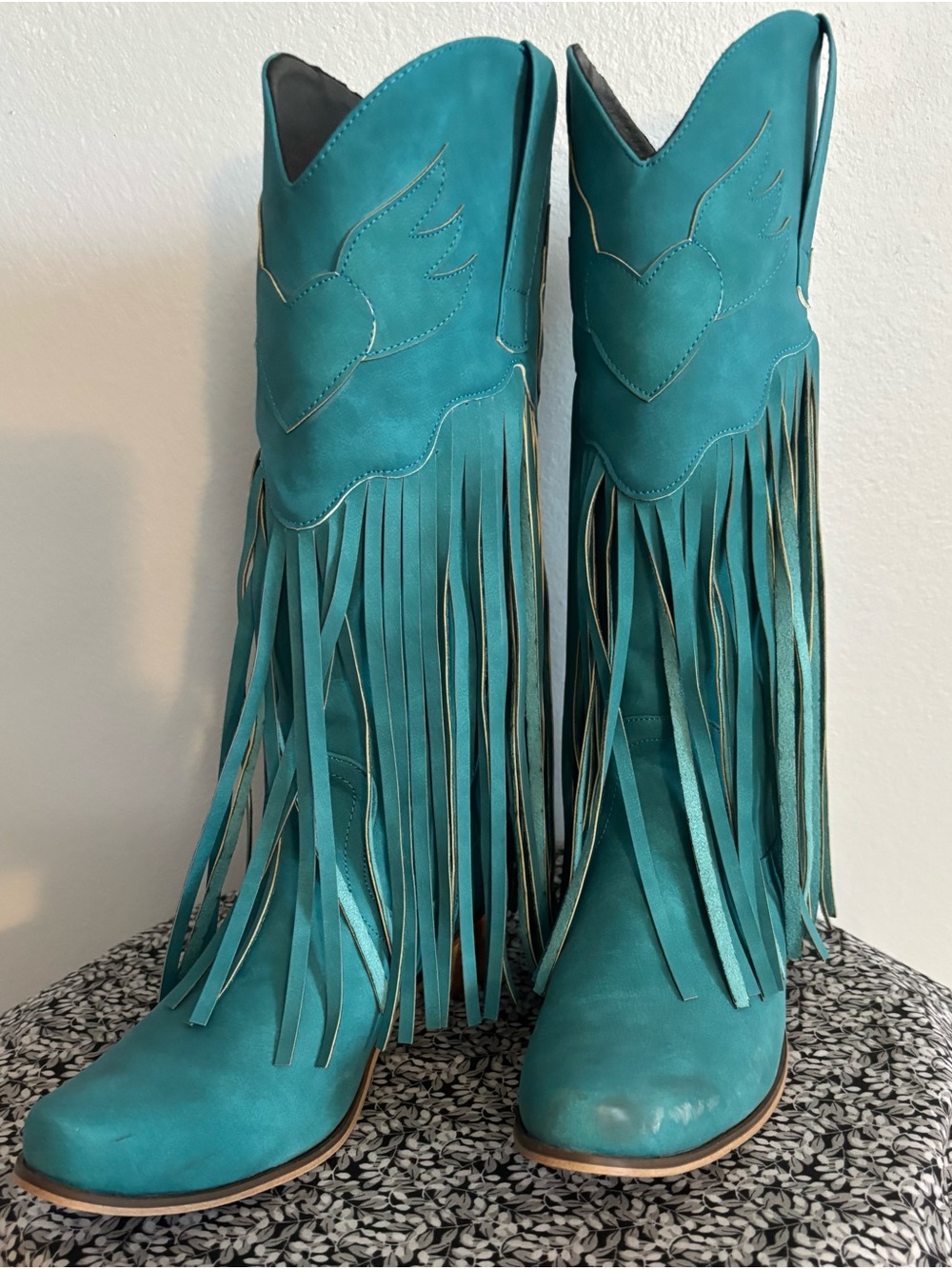 Turquoise Fringe Western Boots